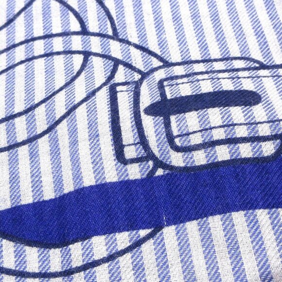 Auth HERMES Carres 140/Carre Geant - Blue Light gray Cashmere Silk Scarf - Picture 2 of 5